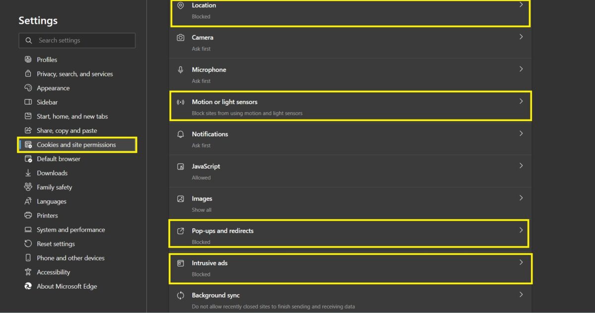 block pop redirects intrusive ads Edge Browser Security Settings Marathi